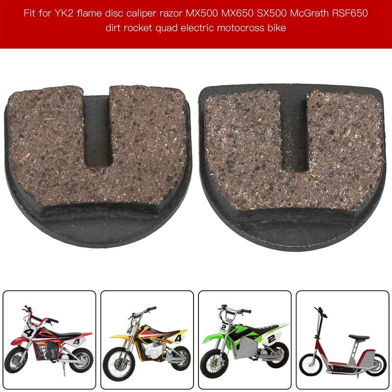 GREHUA Rounded Brake Pads for Razor MX500 MX650 SX500 McGrath RSF650 Motovox Dirt Rocket Quad Electric Motocross Bike E500S Electric Scooter ATV YK2 Flame Disc Brake Caliper Part Heavy Duty 2 Pack - Image 2